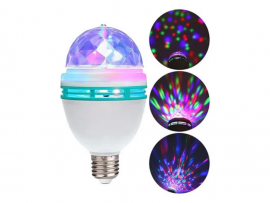 LAMPADA RGB GIRATORIA DISCO 3W RGB EFEITO COLORIDO