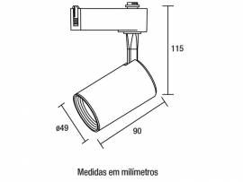 Spot Eletrificado Led Up para Trilho 5W 3.000K - Preto