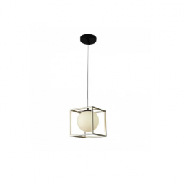 PENDENTE NORDECOR GLOBO AO CUBO E27 OURO/CHAMP/PT