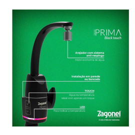 TORNEIRA ELETRONICA ZAGONEL PRIMA 5500W 220V PRETA