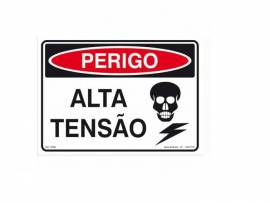 PLACA ADVERTENCIA ALTA TENSAO GRANDE  33,5 X 24 CM